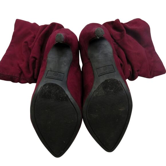 Style & Co. Adelay Faux Suede Mid-Calf Booties Burgundy Maroon Size 7.5 - Picture 5 of 6